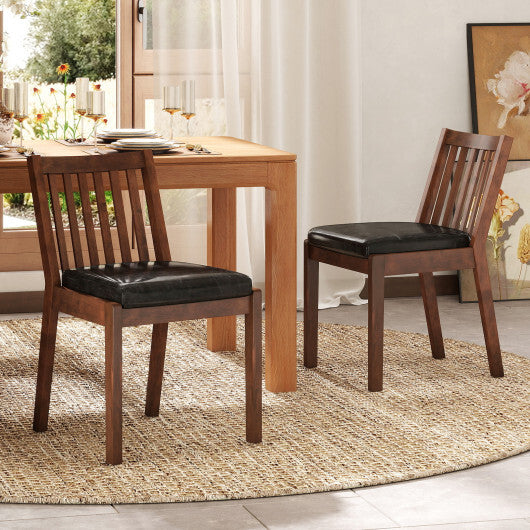 PU Leather Upholstered Dining Chair with Padded Seat Set of 4-Espresso W2B