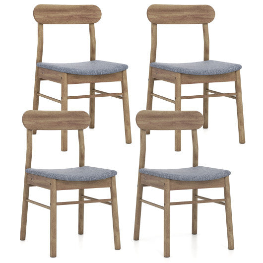Fabric Upholstered Kitchen Armless Dining Chairs with Rubber Wood Frame Set of 4-Oak