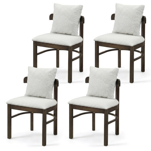 Fabric Upholstered Wood Dining Chairs Set of 4 with Removable Pillow-Gray W2B