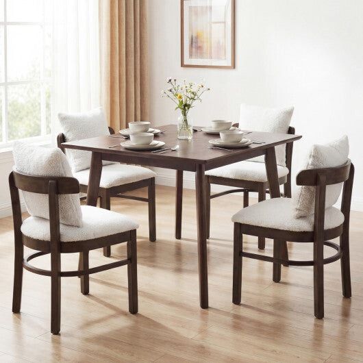 Fabric Upholstered Wood Dining Chairs Set of 4 with Removable Pillow-Gray W2B