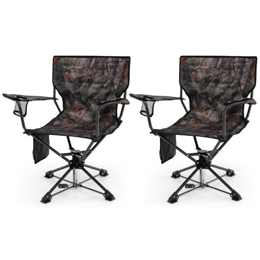 360? Swivel Hunting Chair Portable Foldable Hunting Chair Set of 2-Camo W2B