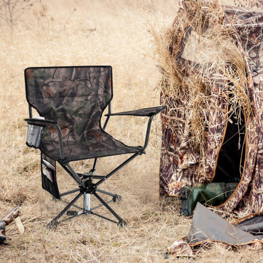 360? Swivel Hunting Chair Portable Foldable Hunting Chair Set of 2-Camo W2B