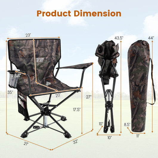 360? Swivel Hunting Chair Portable Foldable Hunting Chair Set of 2-Camo W2B