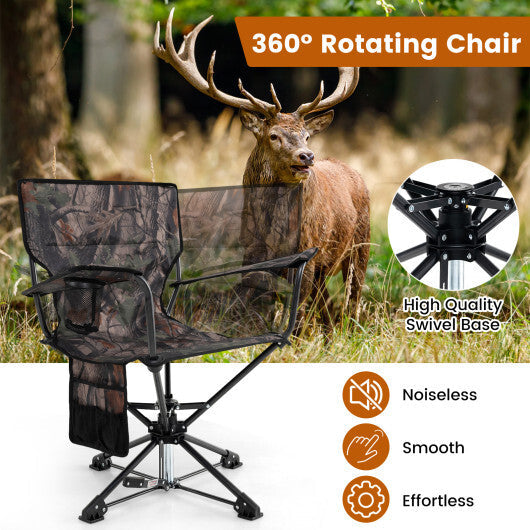 360? Swivel Hunting Chair Portable Foldable Hunting Chair Set of 2-Camo W2B