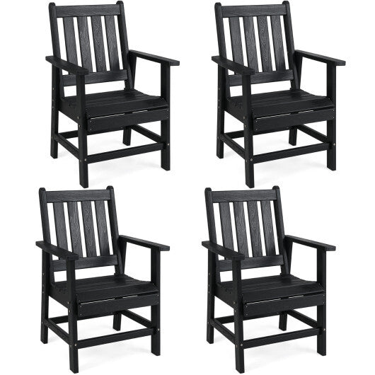 Set of 4 Patio Dining Chairs with Wide Armrests-Black W2B