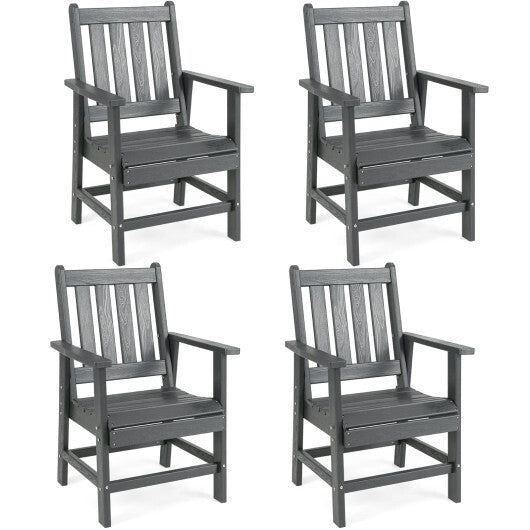 Set of 4 Patio Dining Chairs with Wide Armrests-Black W2B