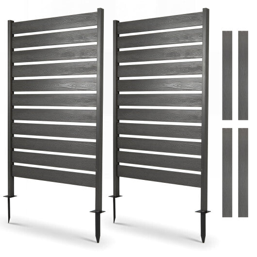 2 Pieces Outdoor Privacy Screen Fence for Backyard Pool Lawn-Gray W2B