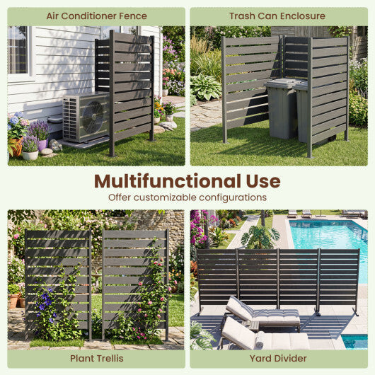 2 Pieces Outdoor Privacy Screen Fence for Backyard Pool Lawn-Gray W2B
