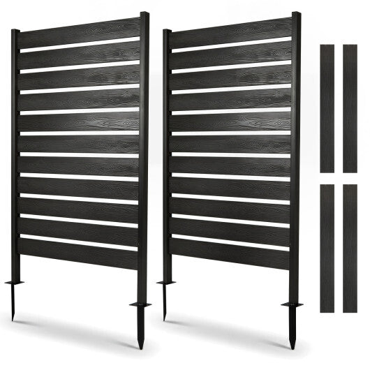 2 Pieces Outdoor Privacy Screen Fence for Backyard Pool Lawn-Gray W2B