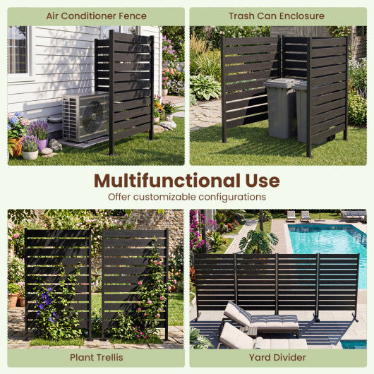 2 Pieces Outdoor Privacy Screen Fence for Backyard Pool Lawn-Gray W2B
