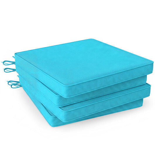 Outdoor Chair Cushion Set of 4 Waterproof Olefin Seat Cushions-Turquoise W2B
