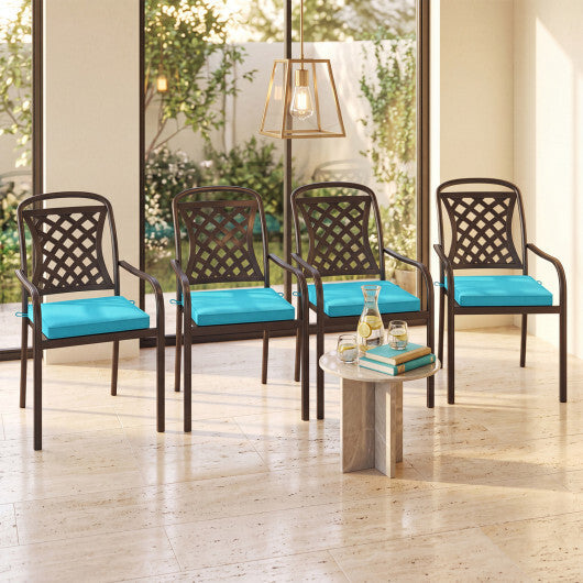 Outdoor Chair Cushion Set of 4 Waterproof Olefin Seat Cushions-Turquoise W2B