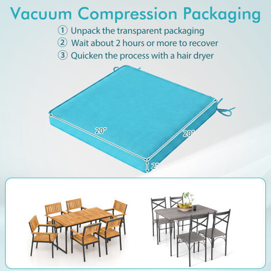 Outdoor Chair Cushion Set of 4 Waterproof Olefin Seat Cushions-Turquoise W2B