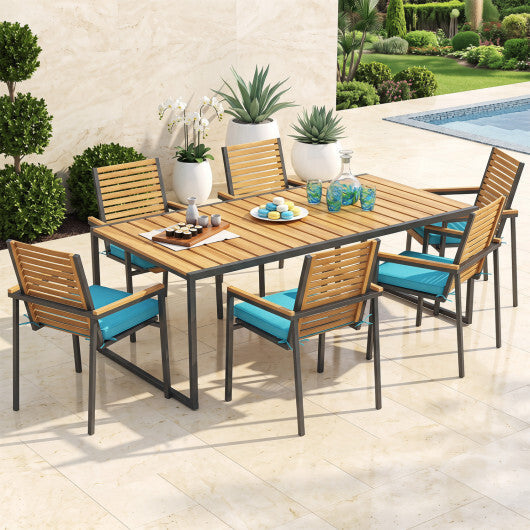 Outdoor Chair Cushion Set of 4 Waterproof Olefin Seat Cushions-Turquoise W2B