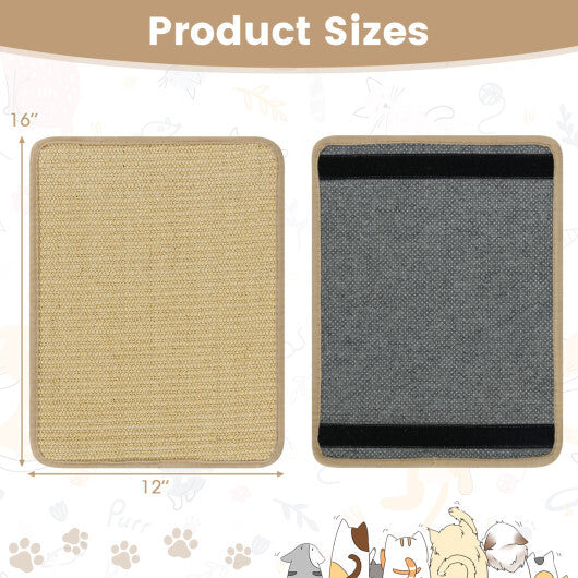 12 Pieces Cat Scratcher Mat Set 16 x 12 Inch Natural Sisal Pads W2B
