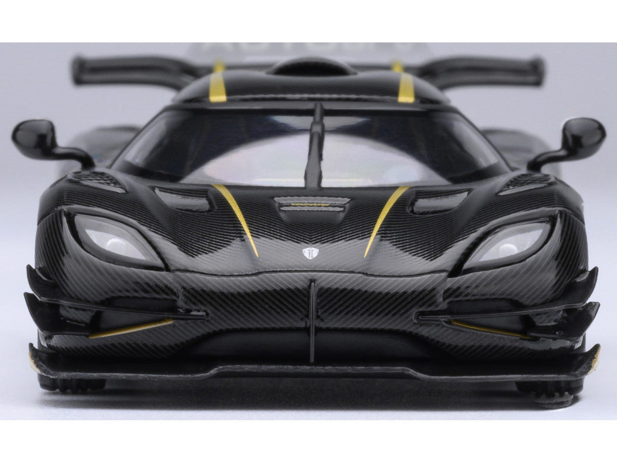 Koenigsegg One:1 Carbon Fiber with Gold Stripes 1/64 Diecast Model Car by Autoart Autoart
