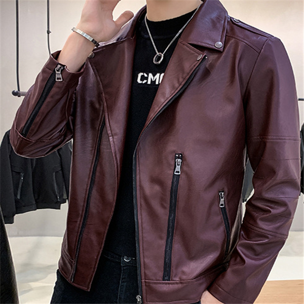 Mid-length leather jacket