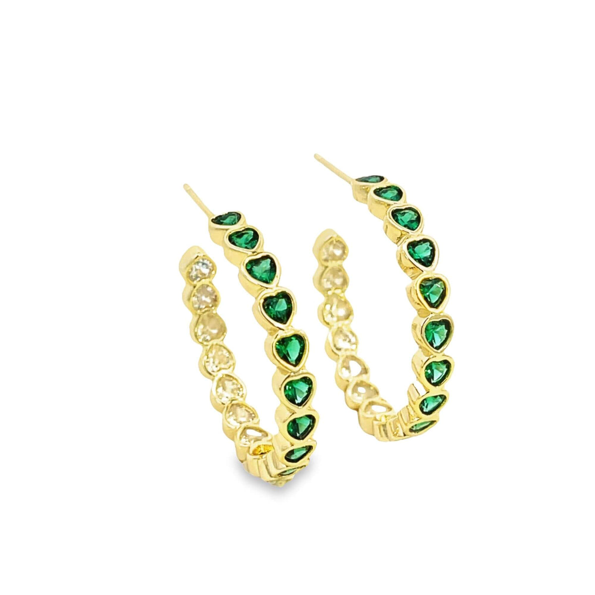 Part Colored CZ Heart Hoops (J315) MIA Jewelry