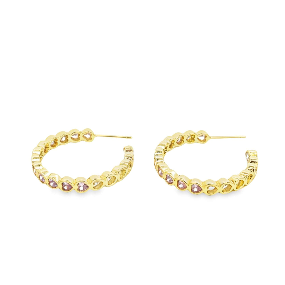 Part Colored CZ Heart Hoops (J315) MIA Jewelry