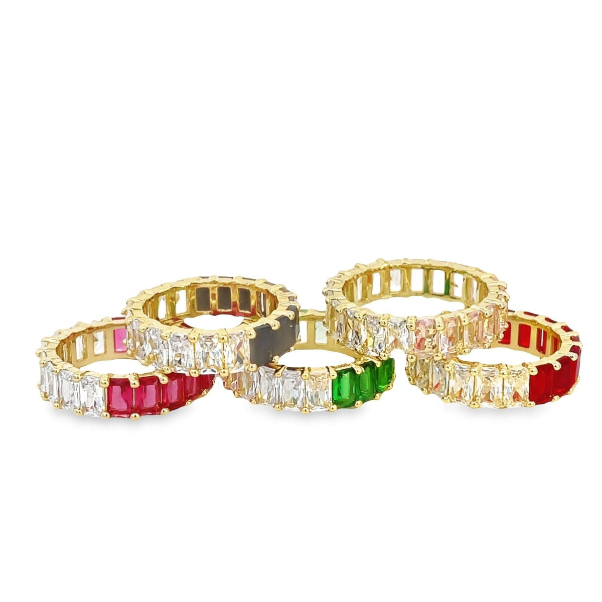 Two Sided Baguette Ring With Colored CZ Stones (D56) MIA Jewelry