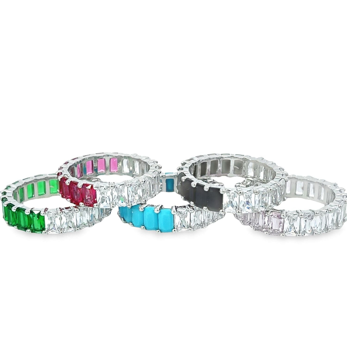Two Sided Baguette Ring With Colored CZ Stones (D56) MIA Jewelry