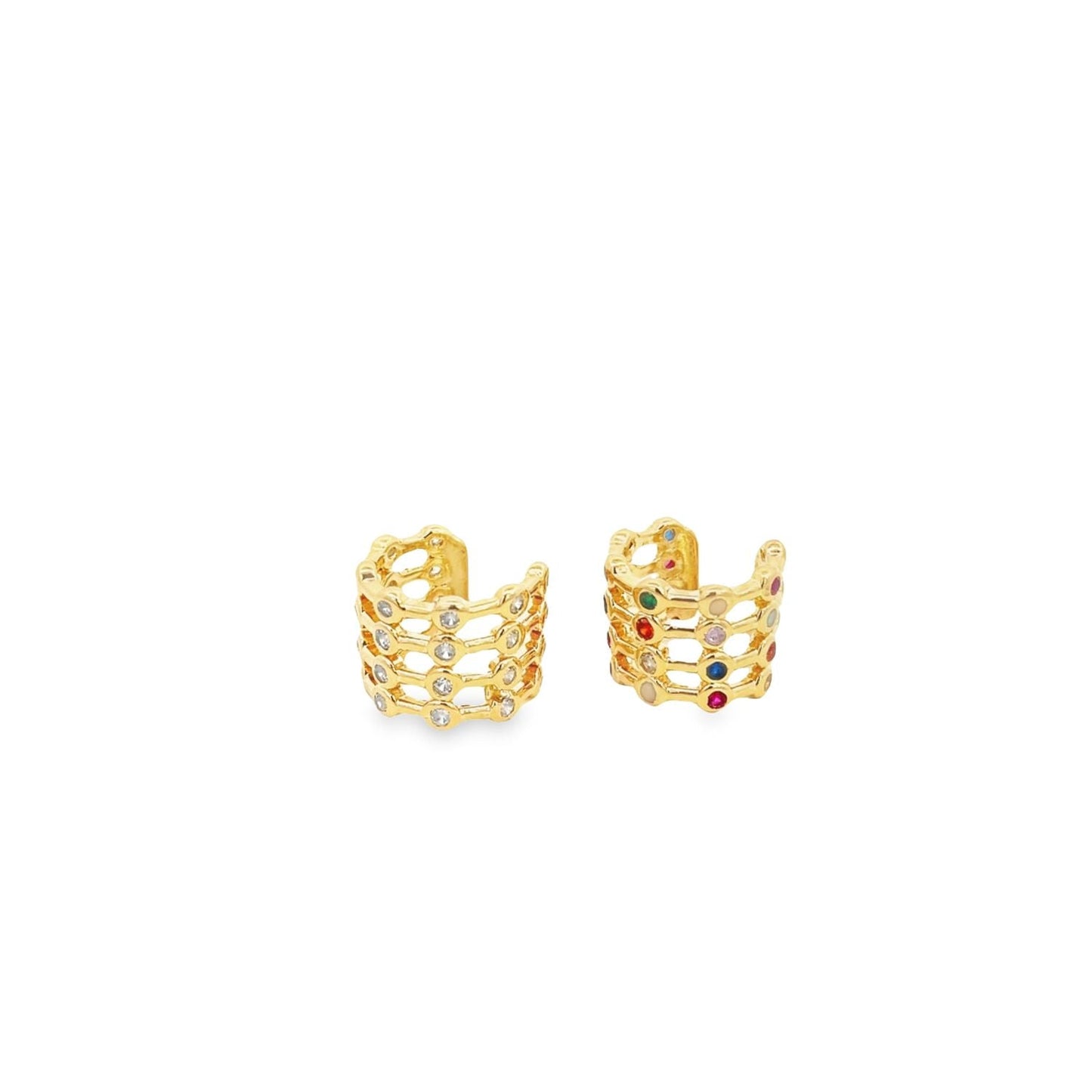 CZ Clear and Multicolor Ear Cuffs MIA Jewelry