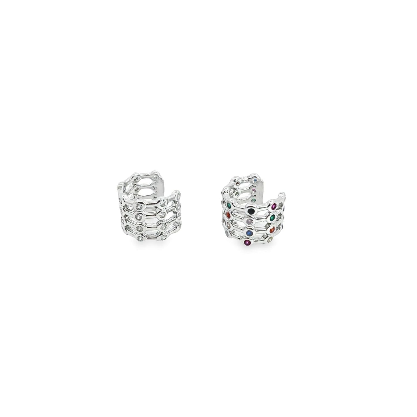 CZ Clear and Multicolor Ear Cuffs MIA Jewelry