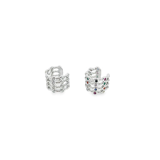 CZ Clear and Multicolor Ear Cuffs MIA Jewelry