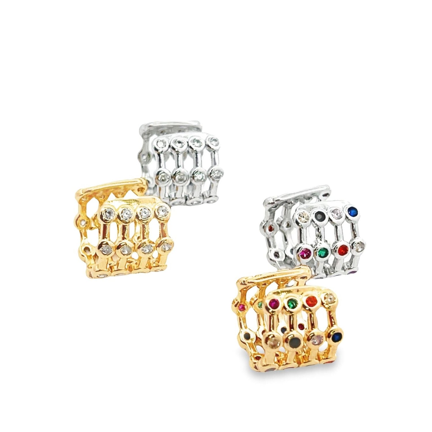 CZ Clear and Multicolor Ear Cuffs MIA Jewelry