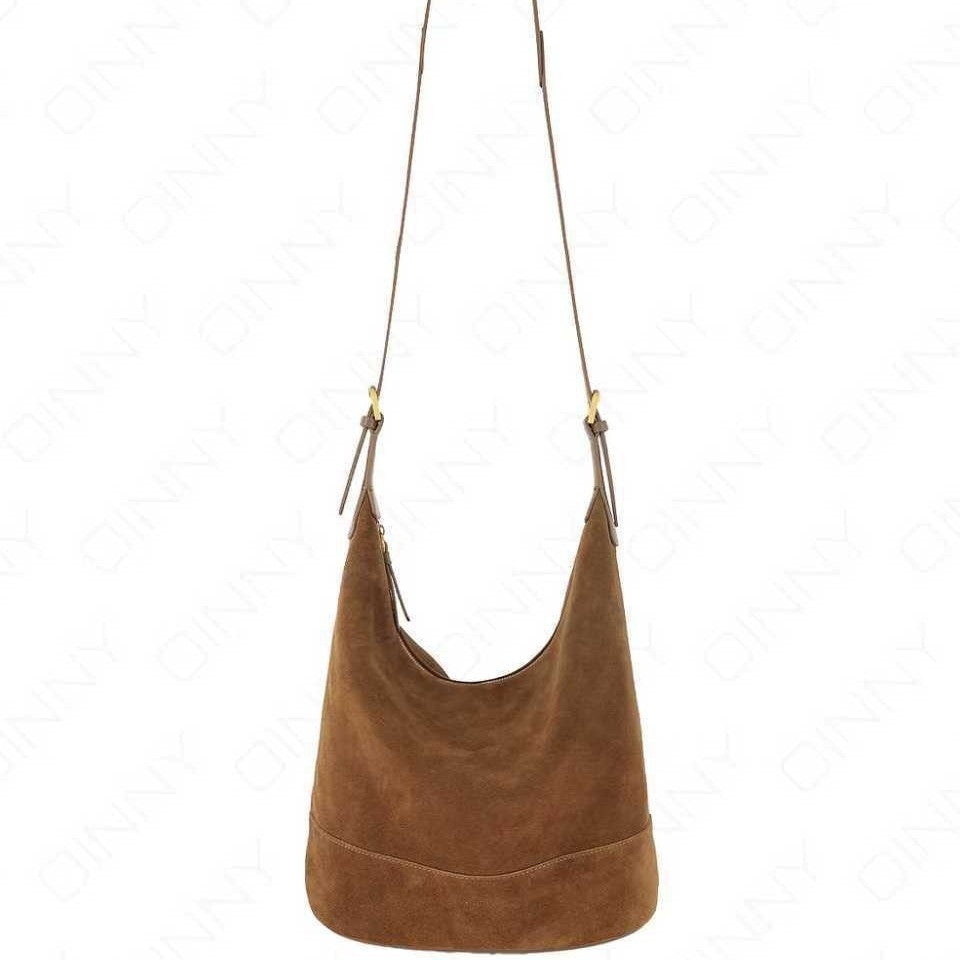 Retro Laid-back Suede Bucket A Versatile Slouchy Commuter Shoulder Or Crossbody Bag Accent Plus