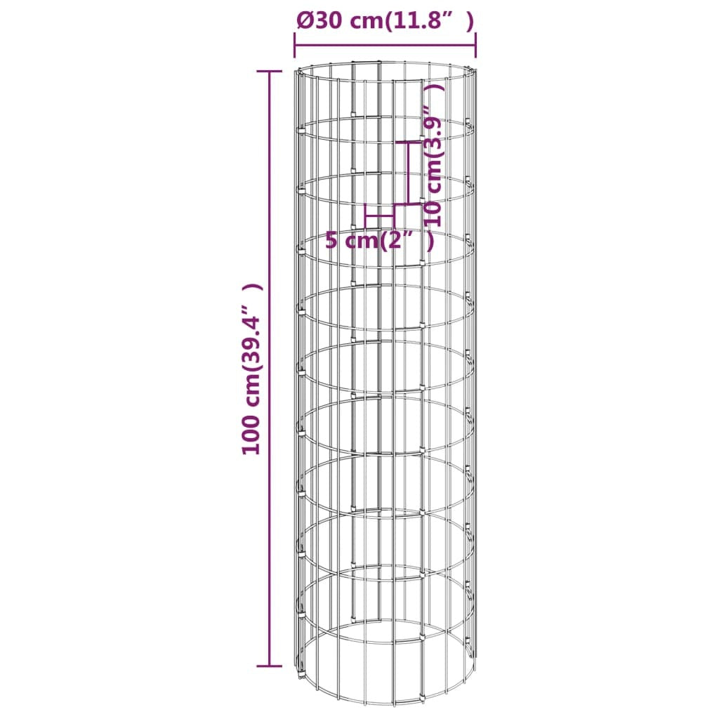 Circular Gabion Raised Beds 3 pcs Galvanized Steel 11.8"x39.4 W2B