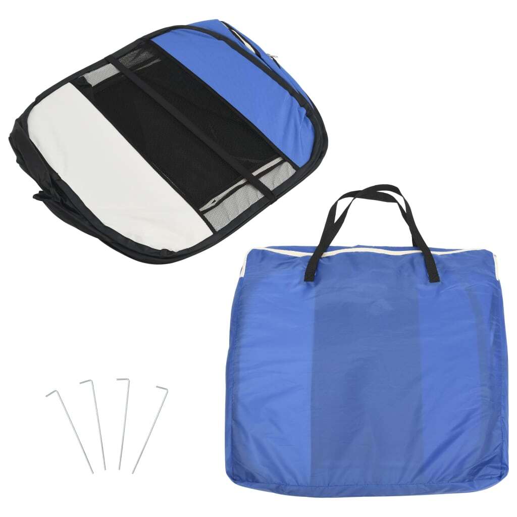 Foldable Dog Playpen with Carrying Bag Blue 43.3"x43.3"x22.8 W2B