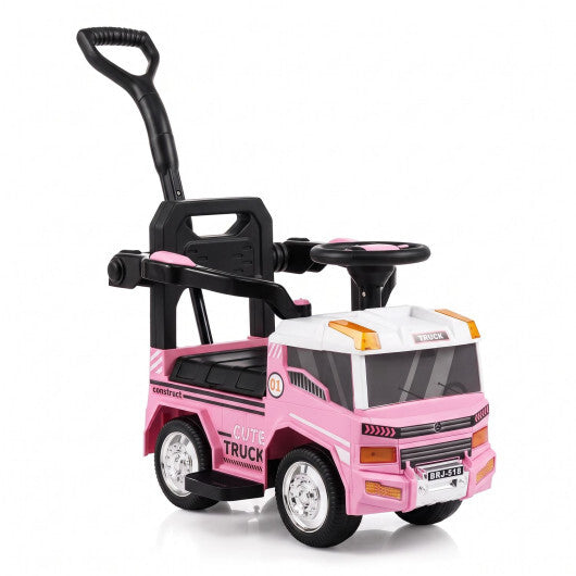 3-in-1 Kids Ride On Push Car for Toddlers 3 to 5 Years Old with Music-Pink W2B