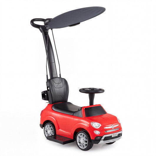 3-in-1 Toddler Ride on Push Car with Canopy Foot-to-Floor Kids Ride on Stroller Gift-Red W2B