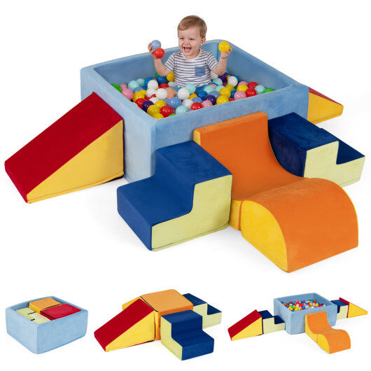 6-Piece Toddler Climbing Toys with Ball Pit for 1-3 Years Old (No Balls)-Red W2B