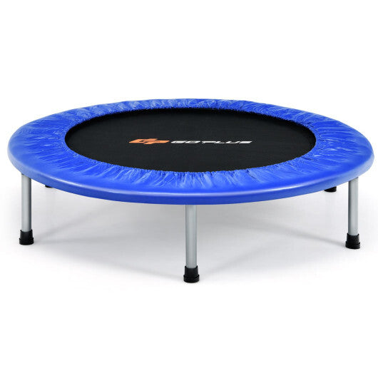40" Foldable Fitness Trampoline with Safety Pad for Adults and Kids-Blue W2B