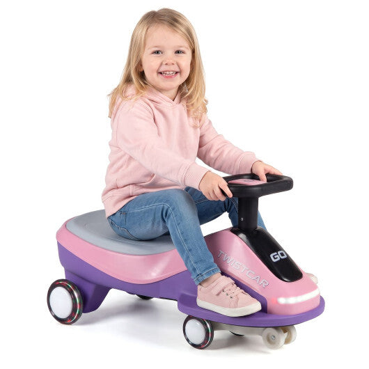 Ride On Car with Flashing Wheels Front Light and Music Speaker for Age 3+ Years Old-Pink W2B