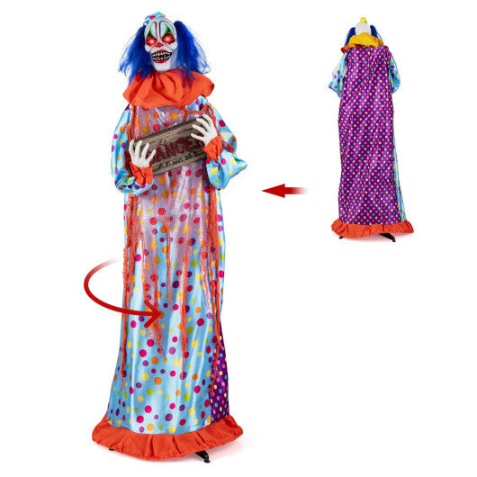 5.6 ft Halloween Animated Clown with Snap-up Head and Voice Effects W2B