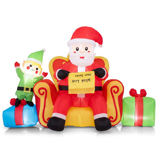 Christmas Inflatable Santa Claus on Sofa with Elf and Gift Boxes W2B
