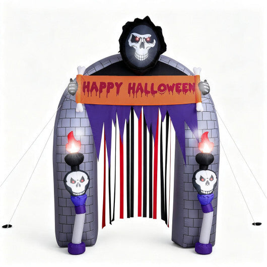 8.5 FT Halloween Haunted Reaper Archway with Built-in LED Lights for Yard Garden Party W2B