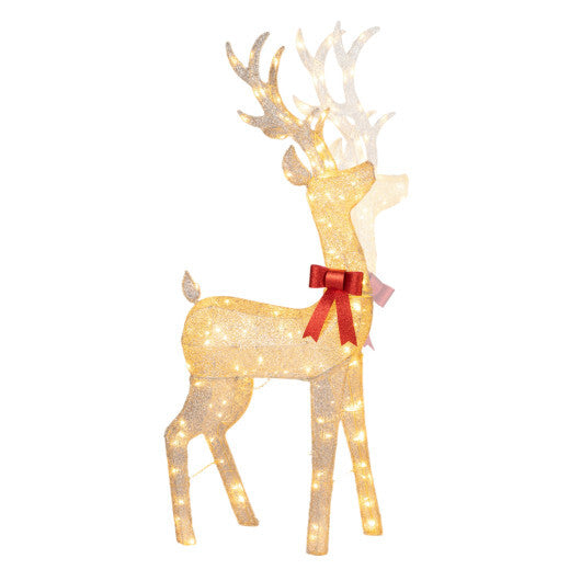 Lighted Golden Christmas Reindeer with 130 Warm Yellow LED Lights for Holiday W2B