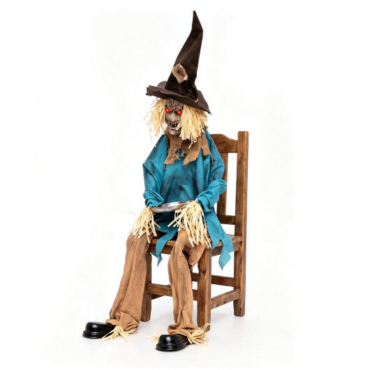 5.2 ft Halloween Animatronic Scarecrow Decoration with Moving Head W2B