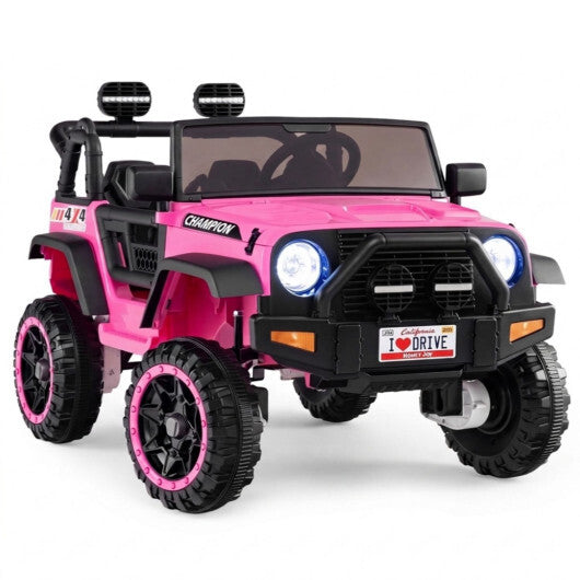 24V 2-Seater Kids Ride On Truck 2WD/4WD with Lockable Doors and Music-Pink W2B