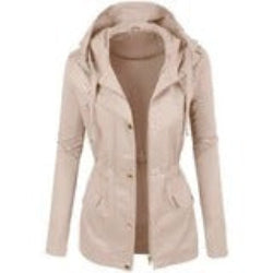 Women’s Biker Jacket – Classic Solid Color Lapel Motorcycle Jacket | Slim-Fit Long Sleeve Zipper Jacket | Polyester Vegan Leather Look (Black, Brown, Beige) – Sizes XS to XL LadyShow.Store