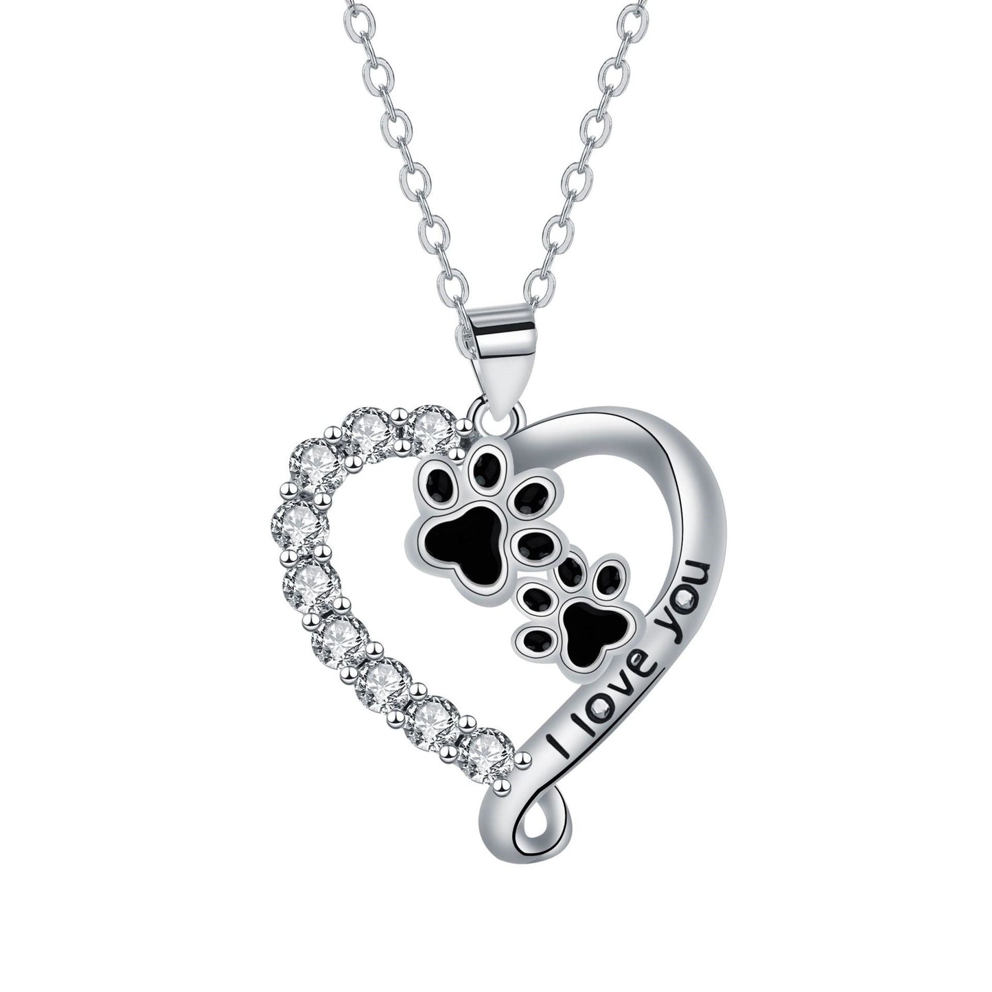 Heart-shaped Pendant Cute Dog's Paw Necklace For Women LadyShow.Store