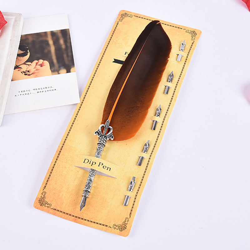 Creative Retro Turkey Feather Pen Teacher's Day Gift CJD