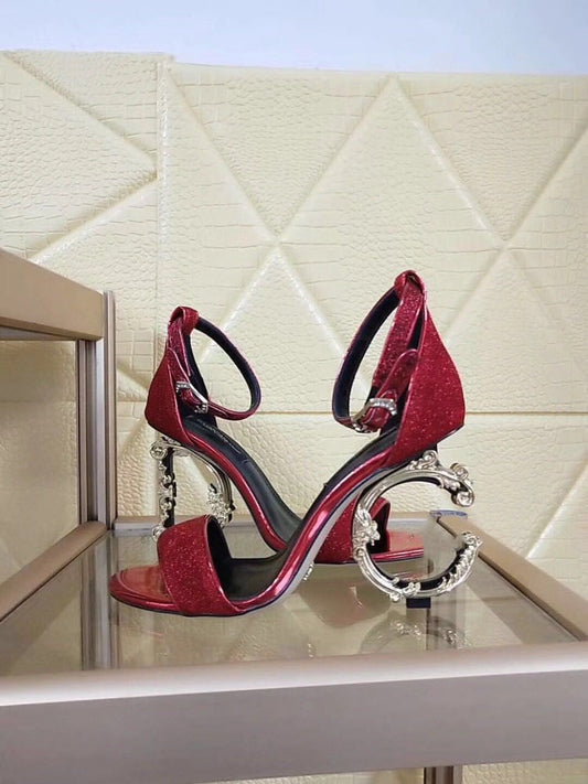 2020 New Metal Letter High Heel Sandals for Women Best YouTube Store