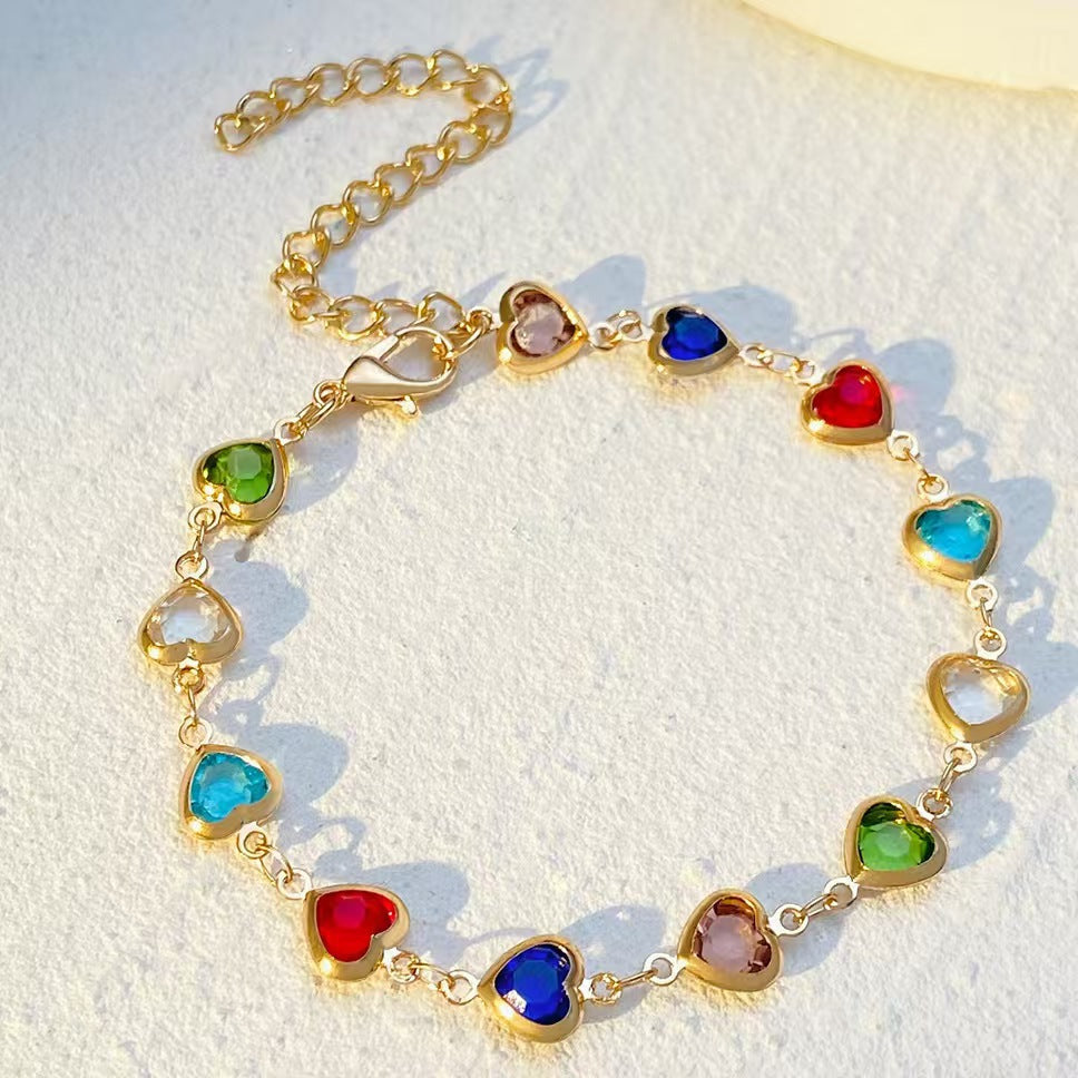Dopamine Jewelry All-Match Colorful Heart-Shaped Bracelet For Women Best YouTube Store