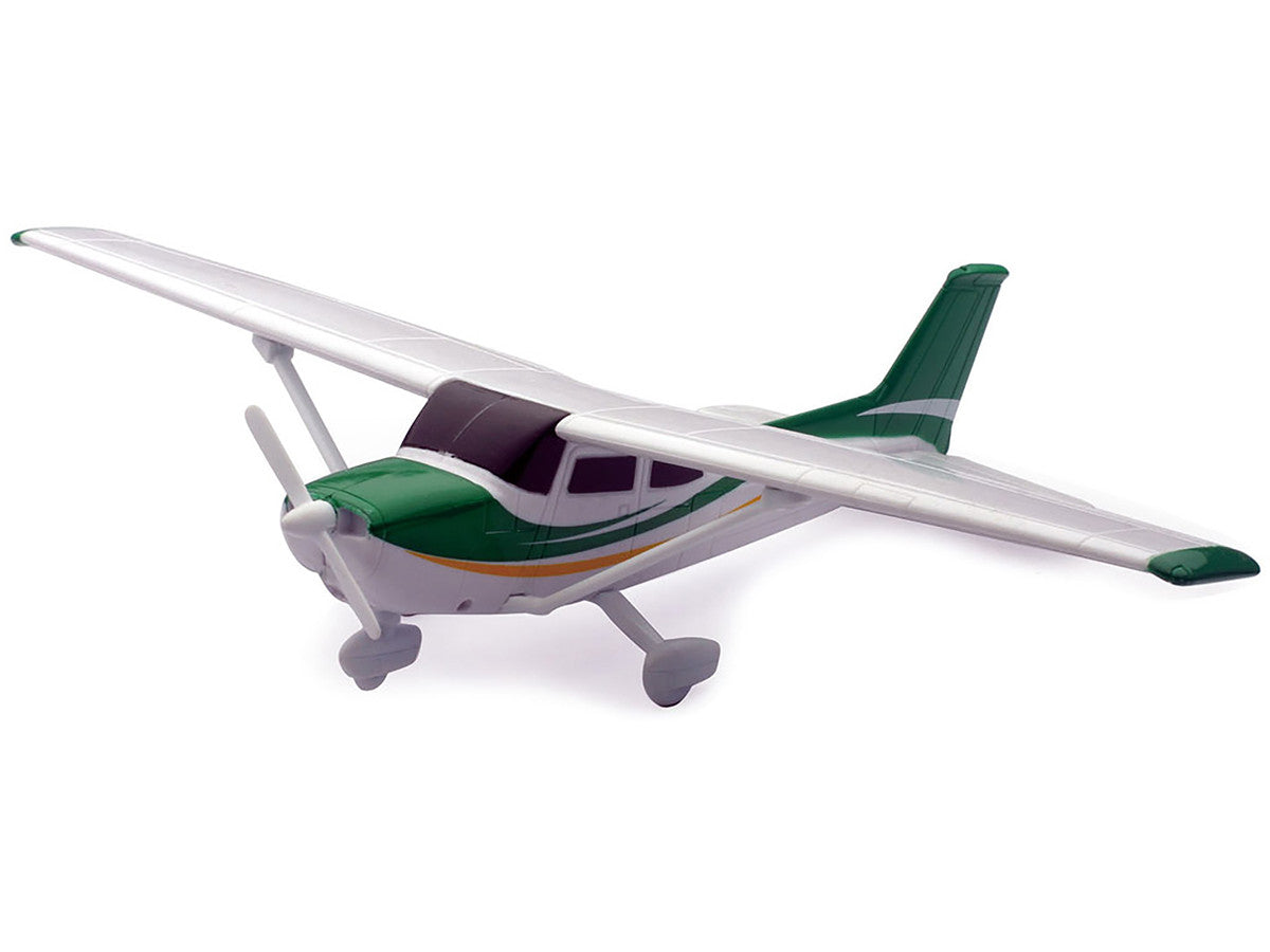 Model Kit Cessna 172 Skyhawk Aircraft White with Green and Yellow Stripes "Sky Pilot" Series 1/42 Plastic Model Kit by New Ray New Ray