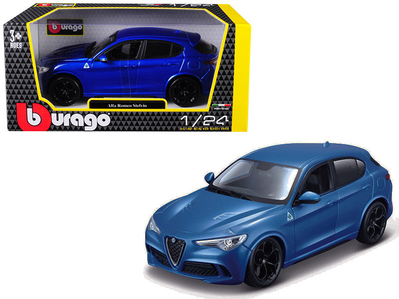 Alfa Romeo Stelvio Quadrifoglio Blue 1/24 Diecast Model Car by Bburago Bburago